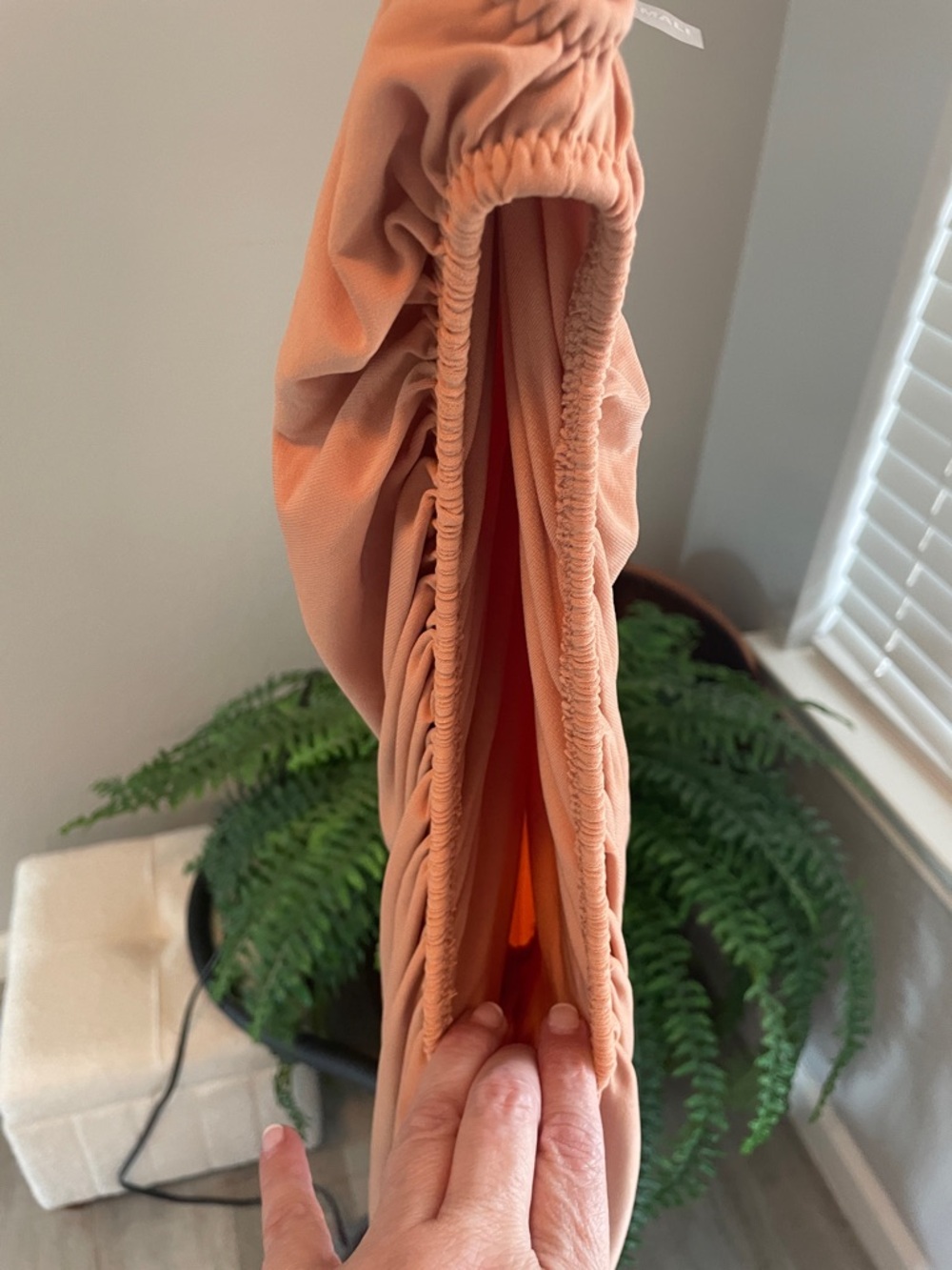 Norma Kamali Diana Bra Top with Gathered Side in Salmon - Picture 11 of 12